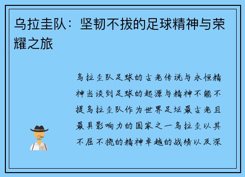 乌拉圭队：坚韧不拔的足球精神与荣耀之旅